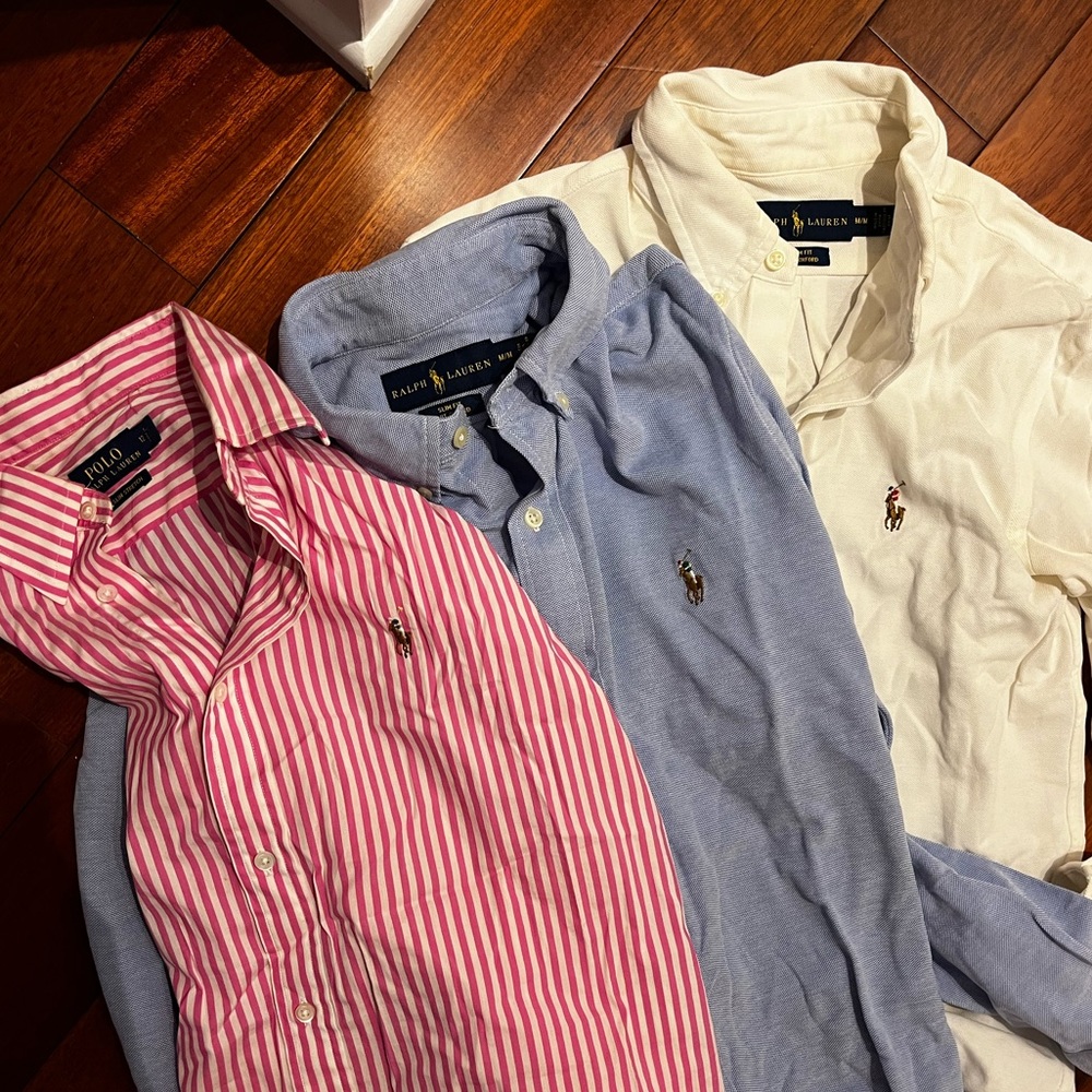 3 woman’s Ralph Lauren Oxford shirts